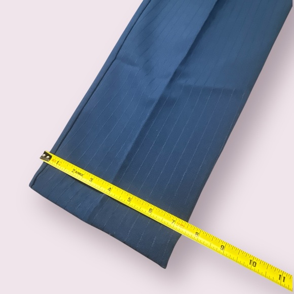 Vintage High Waisted Blue Pinstripe Pleated Trousers Size 8 Fits XS Small - Picture 9 of 13